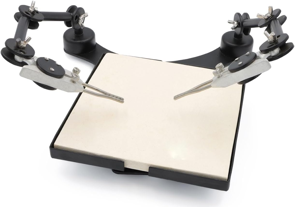 Premium Dual Third Hand Soldering Station With Board And 3 Pivot Arms