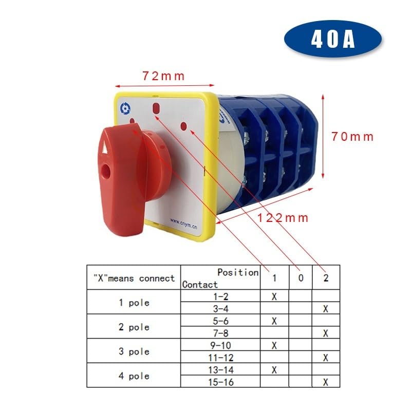 Wtukmo Factory Wholesale LW5D-40/4 Rotary Cam Changeover Switch 40A 16 Terminals 3 Positions 4 Poles Reversing Selector(ON-Off-ON)