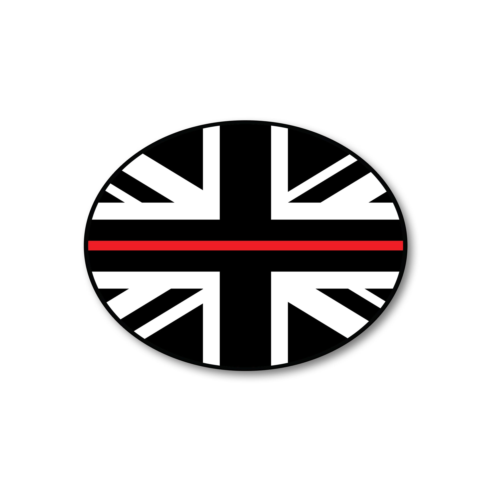 Sport Merchandise Black & White Union Jack Thin Red Line Flag Car Sticker – Patriotic Uk Flag Decal Supporting Firefighter, Uk Fire & Rescue Services Services – Weatherproof Vinyl Car Accessory (Red)