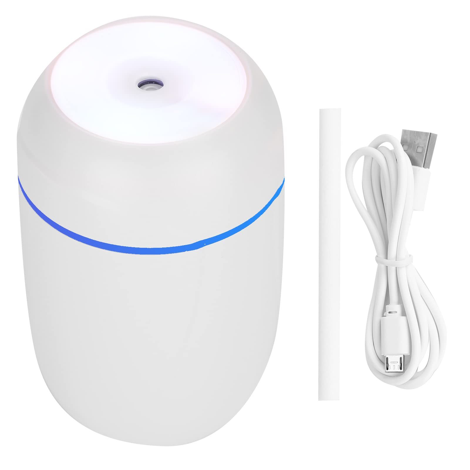 Nawilżacz z zimną mgiełką z ładowaniem USB, automatyczne wyłączanie, duża pojemność 300 ml, z kolorowymi chłodnymi światłami, dyfuzorem olejków eterycznych, do olejków eterycznych,