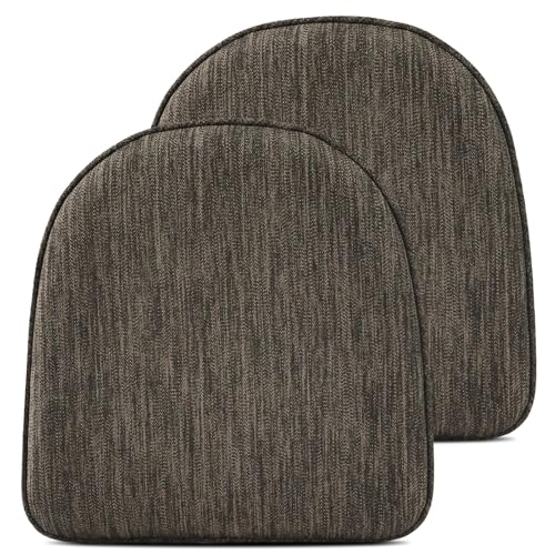 Image of baibu Set of 2 Memory Foam Dual-Layer Design Metal Dining Chair Pads Bar Stool Cushion with Ties for Metal Chairs or Bar Stools - 2 Cushions Only (Brown, 14 inch (35cm) 2PC)
