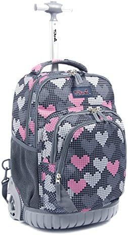 Tilami Kids Rolling Backpack 18 inch Boys and Girls Laptop Backpack, Falling Love, large, Laptop