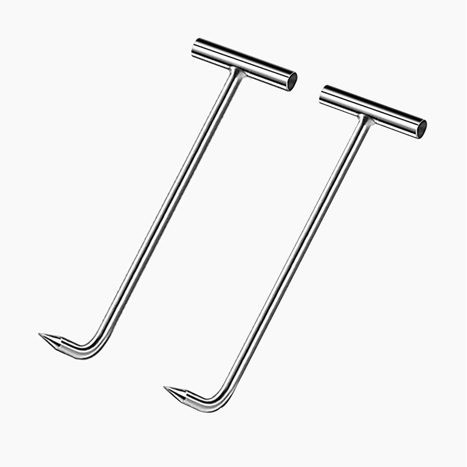 ZIMGOD 2 Pcs Manhole Hooks Key 20cm Long, Small Storm Drain Cover Lifter Tool, Shutter Shop Restaurant Drain Cover Hook Lifting Puller, Easy to Carry