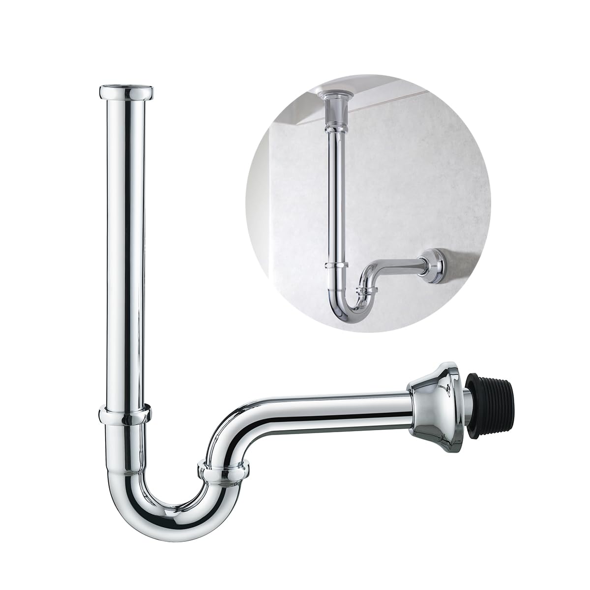 Sifón de latón cromado en forma de U para botella, 1 1/4 para lavabo de baño, altura ajustable, SE83555C-L