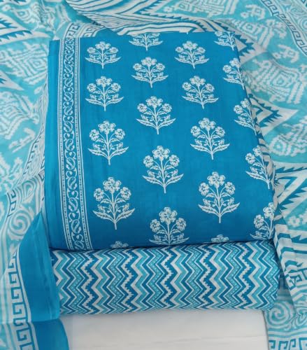 Image of DRAVINAM Trends Women's Premium Cambric Cotton Jaipuri Printed Unstitched Salwar Suit Dress Material with Mulmul Cotton Dupatta