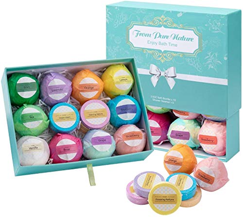 MerLerner-Bath-Bomb-Gift-Set-for-Women-35OZX10-Bath-Bombs6-Shower-Steamers-Essential-Oils-Sea-Salt-Relieve-Stress-Moisturizes-Skin-Handmade-SPA-Bath-Bombs-Gift-for-WomenGirlsGirlfriend