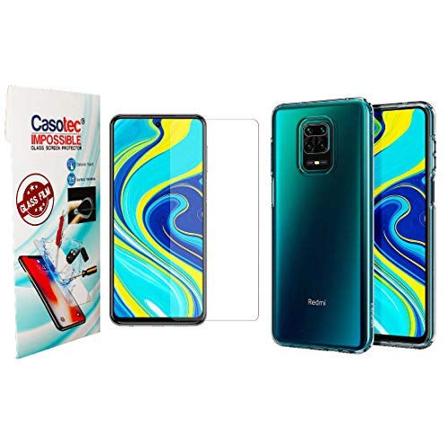 Image of Combo Soft Clear TPU Back Case Cover with Hammer Proof Impossible Film Screen Protector [Not a Tempered Glass] Screen Guard for Mi Redmi Note 9 Pro /Redmi Note 9 Pro Max /Poco M2 Pro