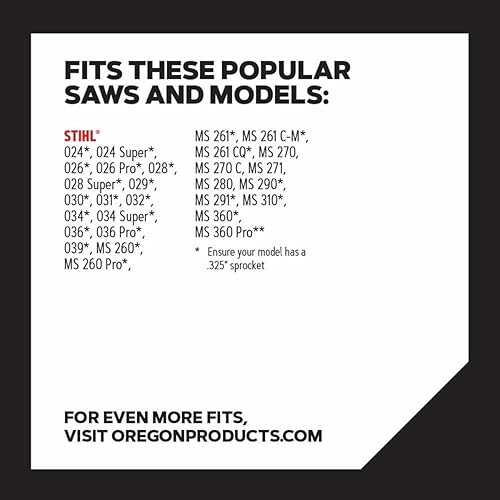 Miniatura 4 de Oregon L81 ControlCut Cadena de motosierra para barra de 20 pulgadas, 81 eslabones de transmisión, cadena de retroceso bajo, se adapta a varios