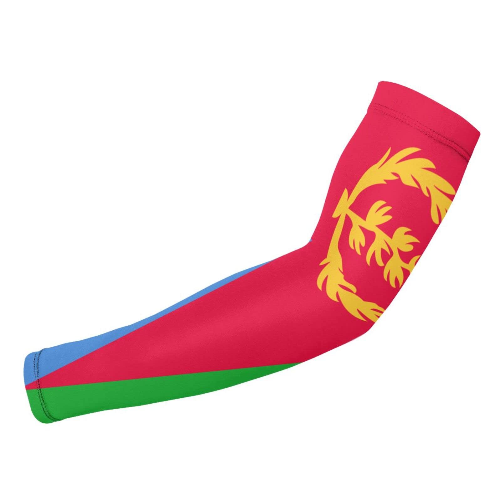 ZGXJJPP Flag Of Eritrea Arm Sleeves for Men or Women Compression Cooling Ice Silk UV Sun Protection Arm Sleeves Sports Protection Tattoo Cover Sleeves