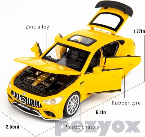 Image of Model Car 1 /32 Benz AMG GT63 Alloy Diecast Collectible Pull Back Toy Car with Light and Sound Toy Vehicle for Adult Boys Birthday Gift (Yellow)