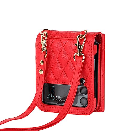 Coque pour Samsung Z Flip 4 avec fente pour carte portefeuille cuir pliable et bandoulière
