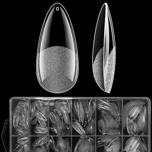 ASENTER 600 Pièces Capsule Americaine Ongle Moyen Amande, Faux Ongles Almond 12 tailles Différentes, Gel x Pose Americaine Ongles Acrylique Ongles Avec...