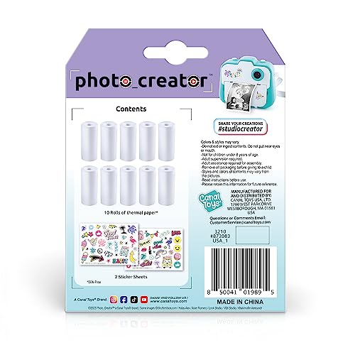 Image of Canal Toys Photo Creator Instant Print Camera Refill set- includes 10 rolls of white thermal paper and 2 sticker sheets
