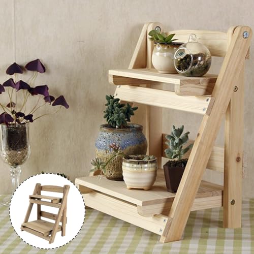Support pliable pour pots de fleurs avec une structure stable en bois à 2 niveaux - 5