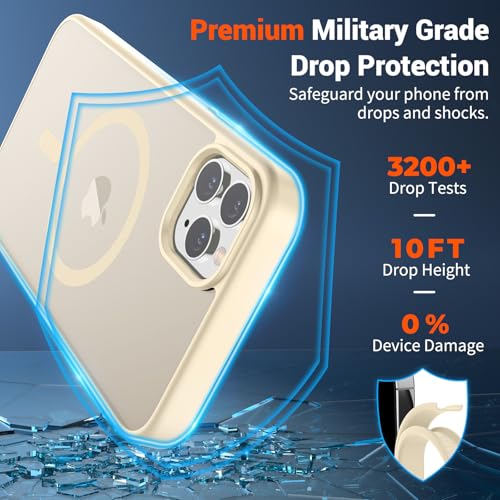 Image of SUPFINE Magnetic for iPhone 11 Pro Max Case Antique White | (Compatible with MagSafe)(Military Grade Drop Protection)Shockproof Translucent Matte Phone Cover
