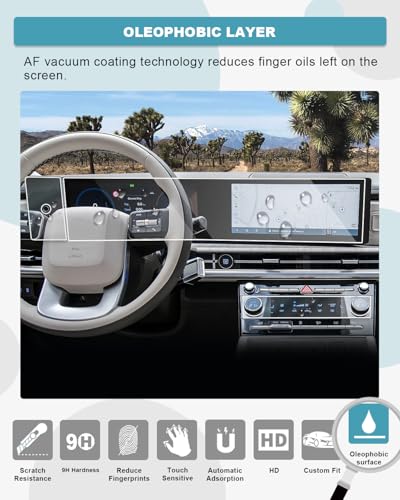Image of CDEFG 3Pcs for 2024-2026 Hyundai Santa Fe Screen Protector Tempered Glass | for Hyundai Santa Fe (SE, SEL, XRT, Limited, Calligraphy) Accessories 12.3 Inch All-in-One Touchscreen & AC Screen Cover
