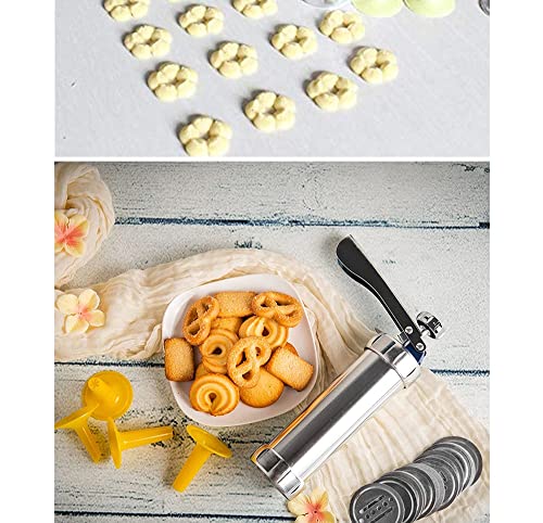 Stainless Steel Cookie Press Machine,Featuring 20 Decorative Stencil Discs And 4 Icing Tips,Deluxe Spritz Cookie Press Gun,Cookie Maker,For Diy Biscuit Maker,Baking Decoration Supplies #TOP1