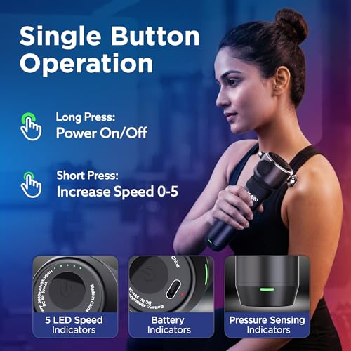 Image of AGARO Imperial Handheld Deep Tissue Massager, Vibrating Muscle Massager - Therapy Back Massager for All Body Relief - Muscle Relaxation and Fascial Binding - Trigger Point Therapy Massage Gun, Black