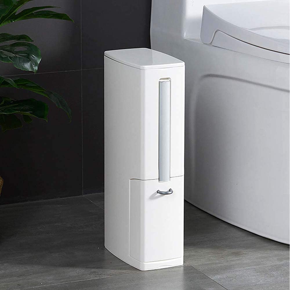 Wielofunkcyjna szczotka do wc Zintegrowane zestawy z klapką Uchwyt Liner Kosz na śmieci Strona główna Materiały łazienkowe Schowek Szeroki kaliber(Bianco)