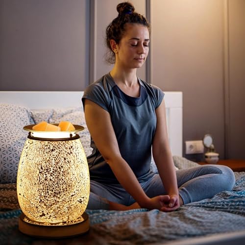 Makimoo Stunning Electric Wax Melt Burners, Oil Burner, Wax Warmer, Night Light Oil Lamp for Home Decoration (Silver Mosaic) - 5