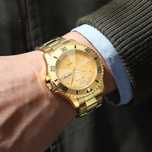 Image of OPK Watches for Men Diamond Roman Analog Mens Watches Waterproof Large Stainless Steel Men Wrist Watch Business Father Gift Watch Blue