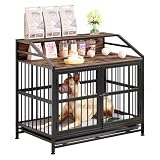 MUZERUL Hundekäfig Möbel, 100cm Hundebox für Zuhause, 2 Türen, Moderne Hundebox Indoor für Hunde, Beistelltisch, Hundekäfig Hochbelastbar 100 x 63 x 90 cm mit Waschbarer Decke & Abnehmbarem Tablett