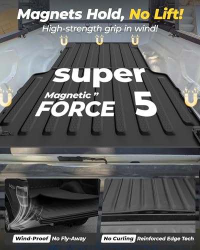 Image of 3W Truck Bed Mat Fit for 2020-2025 2026 Jeep Gladiator (5ft Bed), All Weather Protection Custom Fit TPE Heavy Duty Truck Bed Liner for Jeep Gladiator JT Accessories Black