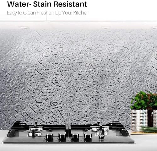 Image of D-fix Marble Peel and Stick Wallpaper for Home Decor, Waterproof Self-Adhesive Wall Stickers for Kitchen, Bathroom, Living Room - Wall Paper (60X200 CM (Silver)