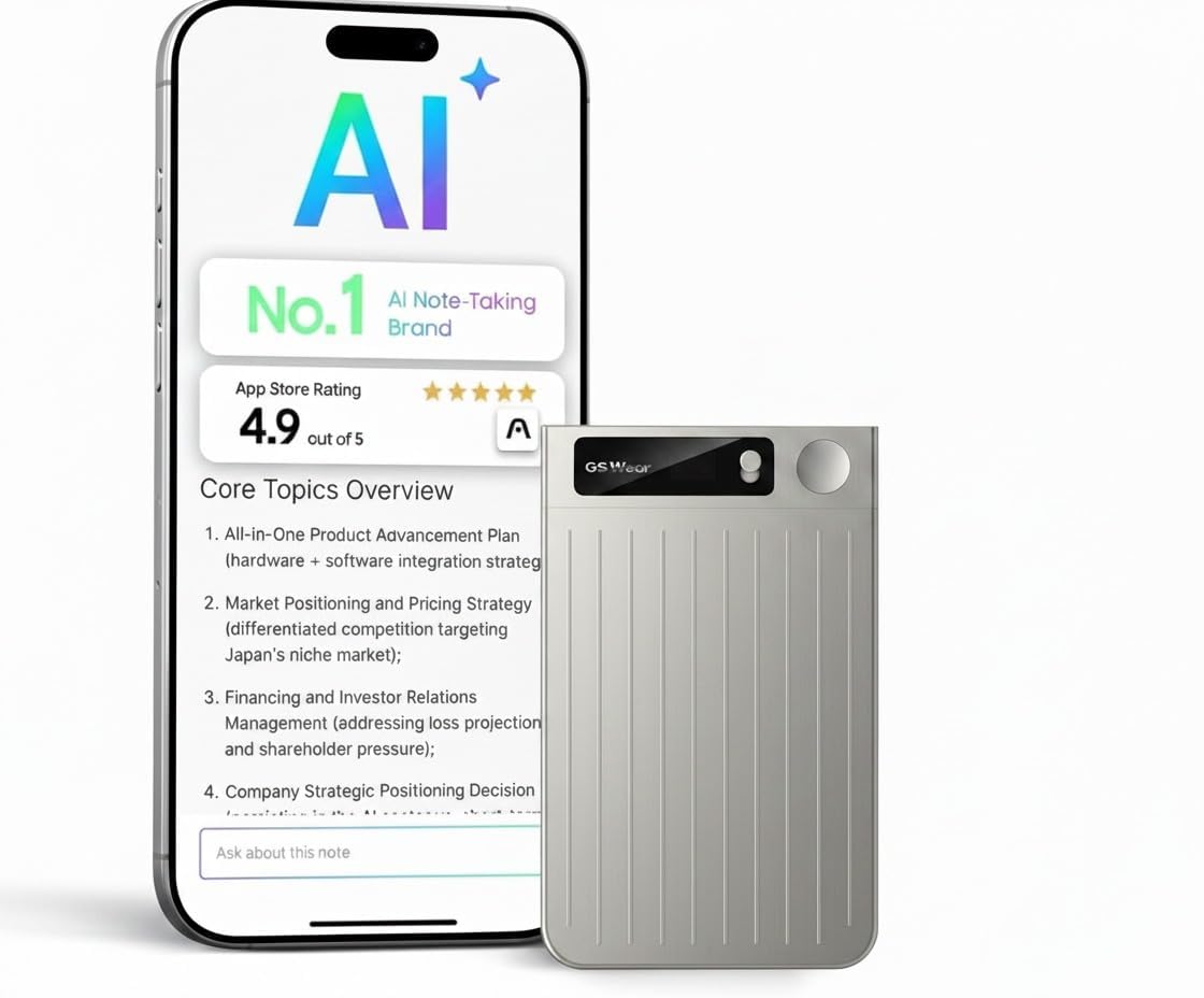 BIGASUO AI Voice Recorder Transcribe Summarize with AI Take Note for Meetings Calls Supports 70 Languages Translation Playback Digital App Control Ultra Slim Gray (1496) (Black, B18)-picture-25