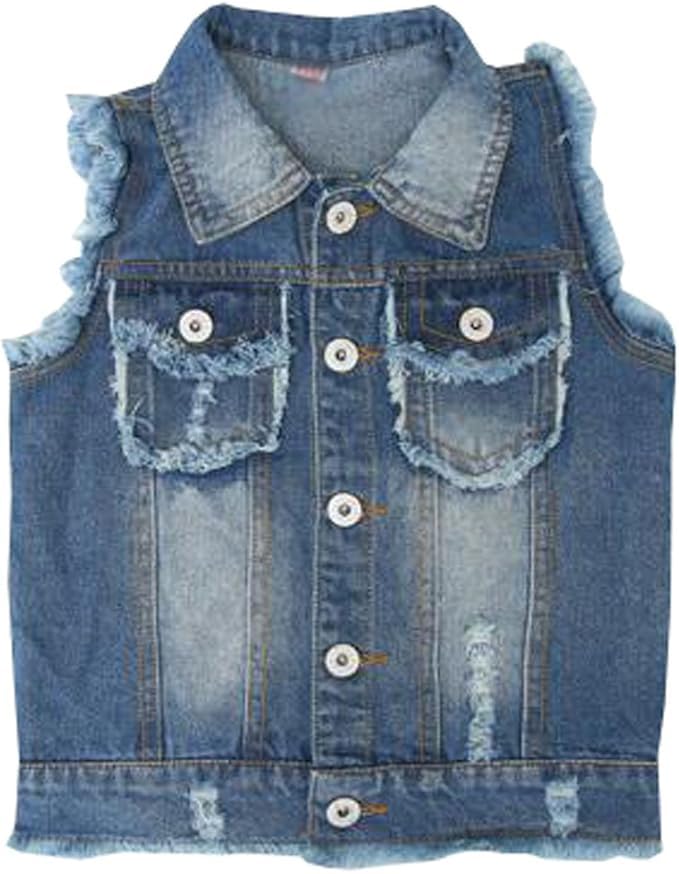 Solid color Girl Vest Burr cowboy Jacket Vest Children Sleeveless Jean Cardigan Outerwear3