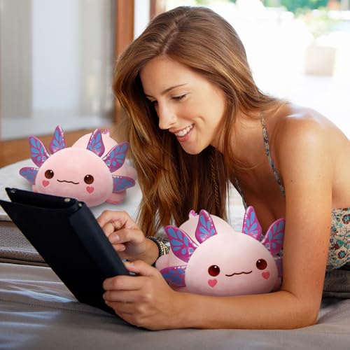 Mewaii Cute Axolotl Plush Pillow, Kawaii Plushies Pink Axolotl Stuffed Animals, Squishy Plushies, Cuddle Plush Pillow for Kids & Girls - Image 6