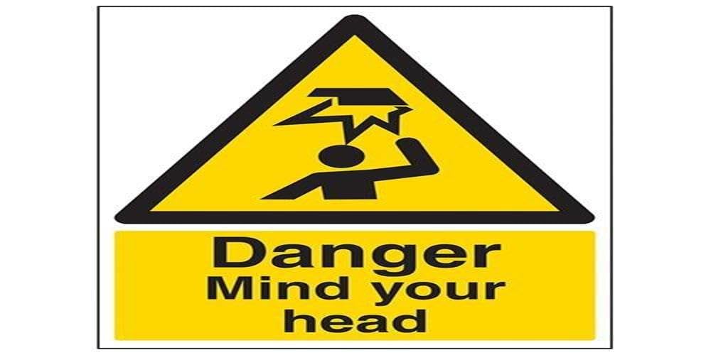 Vsafety 63034bj-s pericolo Mind your Head Sign, paesaggio, 450 mm x