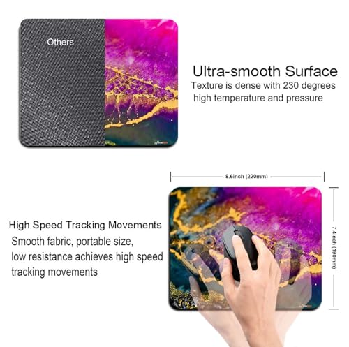Image of Mouse Pad Elegant Marble Textured, Premium-Textured Custom Mouse Mat Design, Washable Mousepad Non-Slip Rubber Base Computer Mouse Pads for Wireless Mouse