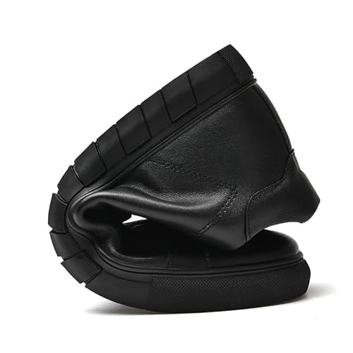 Sapatilhas masculinas de skate de couro bovino genuíno, cano médio, cadarço e bico redondo para home