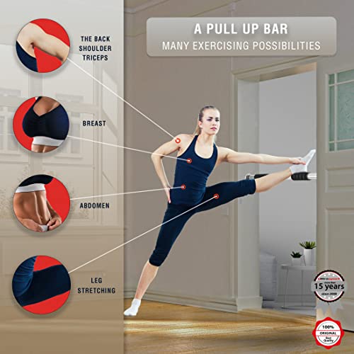 Ultrasport 2-way Pull-Up Bar, individually adjustable to doors with a width of 63-93 cm/pull-up bar made of sturdy steel, max. user weight up to 100 kg - door pull-up bar for upper body workout - Image 3