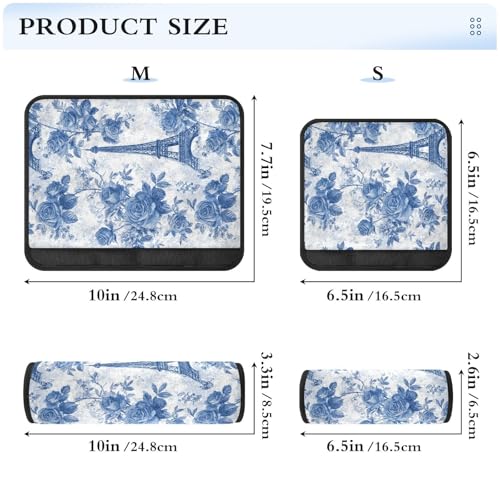 Image of 2 Pack Seatbelt Covers Seat Belt Cover Pad for Adults Boys Girls Car Seat Strap Covers Pads Cushion Universal Shoulder Strap Pad Protector for Backpack Camera Bag 6.5 Inch Blue Roses and Eiffel Tower