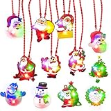 12 Pack Light Up Necklaces Christmas Party Favors for Kids LED Bulk Stocking Stuffers Assorted Flashing Necklaces Glow in the Dark Games Toys Party Supplies Bag Fillers Gifts