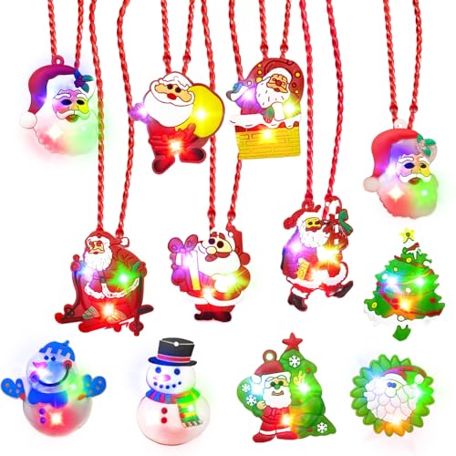 12 Pack Light Up Necklaces Christmas Party Favors for Kids LED Bu...