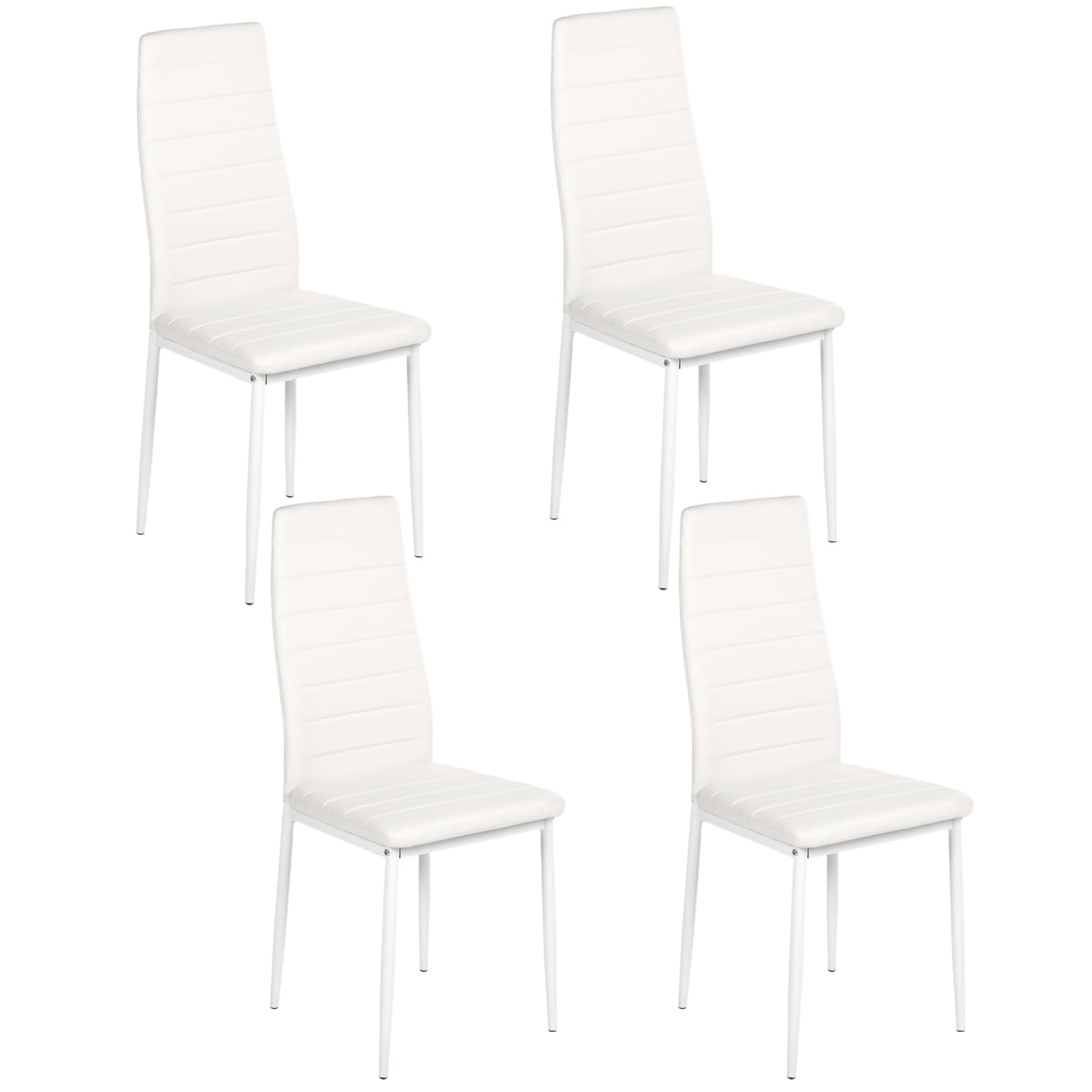 Set di 4 sedie moderne da sala da pranzo, sedie da cucina con gambe in metallo, sedie da sala da pranzo, imbottite in similpelle, per sale da pranzo, cucina, ristorante, colore: bianco