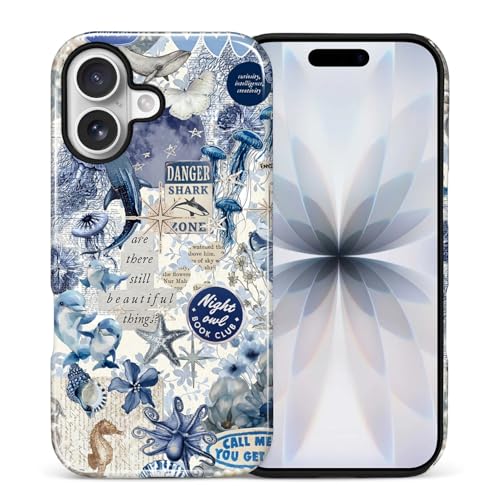 Coque iPhone 17 collage océan antichoc et esthétique double couche