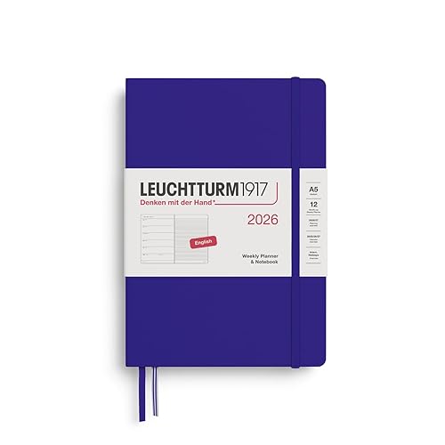 LEUCHTTURM1917 - Weekly Planner & Notebook 2026, Hardcover, Medium (A5), Ruled, Ink (Jan 1 - Dec 31, 2026)