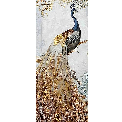 SHEGZHUC Large Diamond Painting Peacocks 50 x 110 cm Diamond Painting Round Square Blue Peacock Peacock Diamond Art Peacock Painting by Numbers Diamond Mosaic Animals Animal Print Rhinestone Sticker