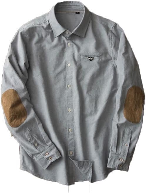 Mens Shirts Men's Shirt Business Casual Full Set Loose Top Long-Sleeved Patched Clothes