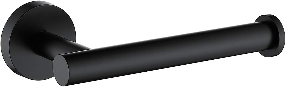 TASTOS Matte Black Toilet Paper Holder SUS304 Stainless Steel Modern Round Tissue Roll Holders Wall Mount Toilet Paper Roll Dispenser Bathroom 5 inch TP Holder for Kitchen Washroom