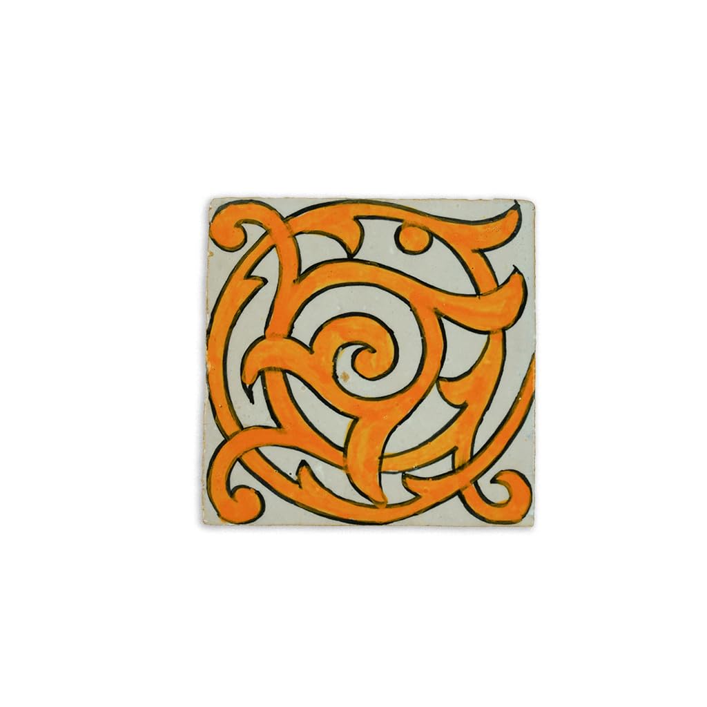 Maison Andaluz Yellow Andaluz With Black Borders, Set Of 4 Moroccan Glazed And Hand Painted Ceramic Wall And Floor Tiles, Indoor And Outdoor, 10 X 10 Cm