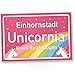 Produktbild DankeDir! Einhornstadt Unicornia - Einhorn Kunststoff Schild - Stadtschild 30 x 20 cm Geschenk - süße Deko Wanddeko Türschild Mädchen Wohnung Zimmer Geschenkidee Geburtstagsgeschenk Beste Freundin