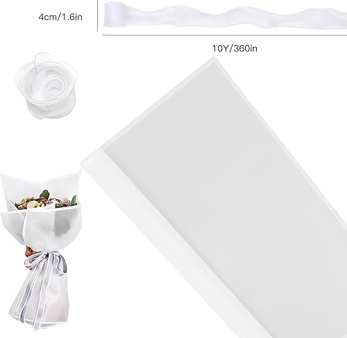 Miniatura 6 de Beautyfloral Papel de regalo de flores, papel de regalo de ramo, papel de regalo coreano, papel de regalo de flores de borde, con cinta de 22.8 x