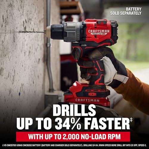 Image of CRAFTSMAN V20 1 /2 Inch Cordless Hammer Drill, Bare Tool Only (CMCD726B)