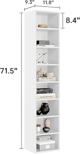 Miniatura 3 de oneinmil Estantería estrecha de 71.5 pulgadas de alto, estante de exhibición de cubo de 8 niveles, estantería de esquina moderna con espacio de