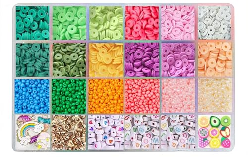 Image of LERUBGA 3000+ Macaron Color Bracelet Making Clay Beads Kit | Bracelet Making Set for Girls | DIY Jewellery Making Kit | Bead Kit with Letter Beads | Unicorn Pendants, Crystal Star & Flower Charms